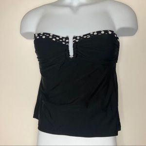 Catalina Black Strapless Swim Top w/White‎ Dots Accents Women's 4-6 Small